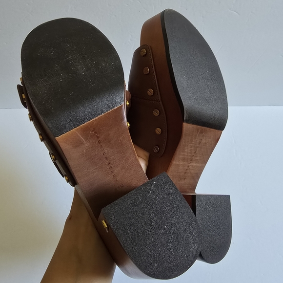 Veronica Beard Halifax Leather Studded Buckle Clogs Size 9.5 M Brown Haz… - Picture 11 of 12